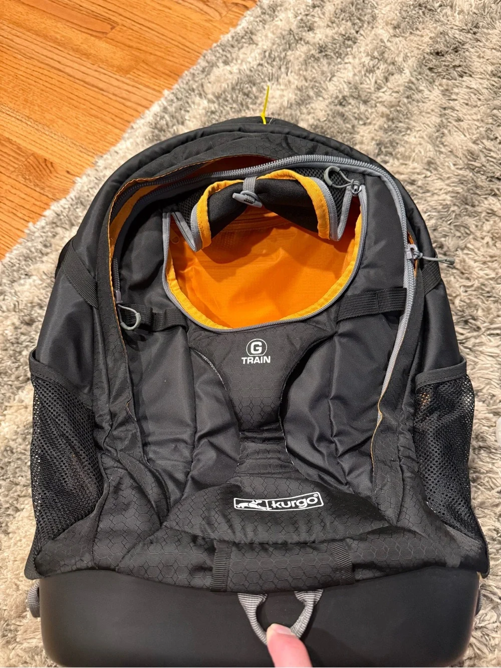 Kurgo G-Train Black and Orange Travel Backpack for Men